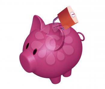 Royalty Free Clipart Image of a Piggy Bank With a Padlock