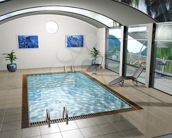 Royalty Free Clipart Image of an Indoor Pool