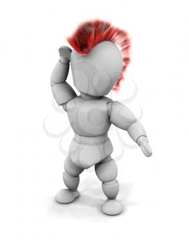 Royalty Free Clipart Image of a 3D Punk Rocker With a Mohawk