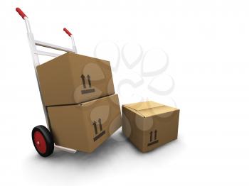 Royalty Free Clipart Image of a Dolly With Boxes