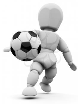 Royalty Free Clipart Image of a Person Kicking a Soccer Ball