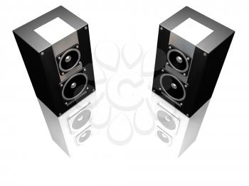 Royalty Free Clipart Image of Black Speakers