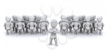 Royalty Free Clipart Image of a Guy in Front of Other Guys