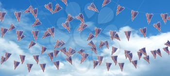 3D render of stars and stripes bunting and pennants