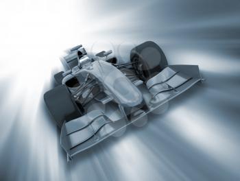 3D render of a formula one car on a motion background