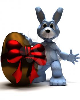 3D Render of an Easter Bunny with Easter Egg