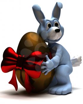 3D Render of an Easter Bunny with Easter Egg