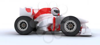 3D render of a man with race car