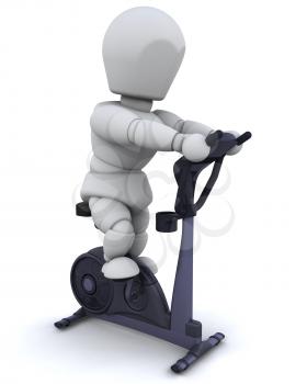 3D render of a man on an exercise bike