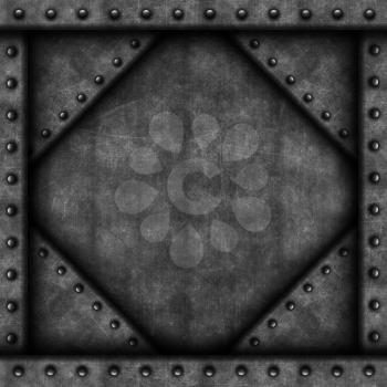 Grunge background with metal texture and rivets