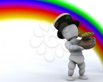 3d render of rainbow and pot of gold for st patricks day