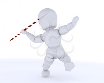 3D render of a man throwing the javelin