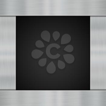 Shiny metal plates on a carbon fibre background