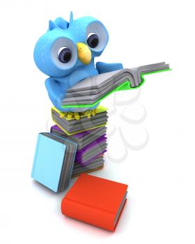 3D Render of a Cute Blue Bird Character