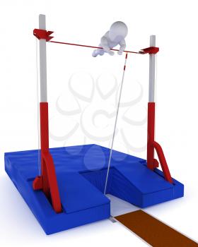 3D render of a man competing in the pole vault