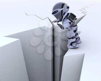 3D render of a robot on a cliff edge