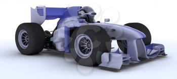 3D render of robot with a racing car