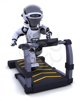 3D render of a robot on a treadmill