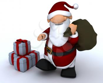 3D Render of a Cute Santa Claus Charicature