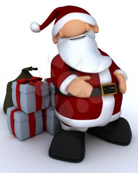 3D Render of a Cute Santa Claus Charicature