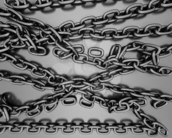 3D Render of Background of steel chains