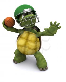 3D Render of a Tortoise throwing an american football