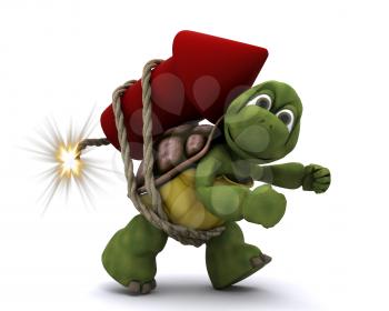 3d render of Tortoise lighting a firework