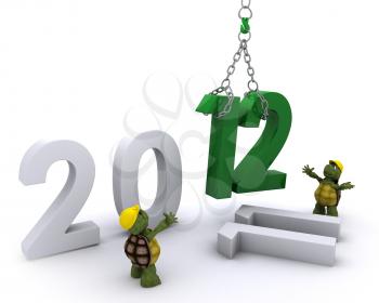 3D render of a Tortoise Bringing the new year in