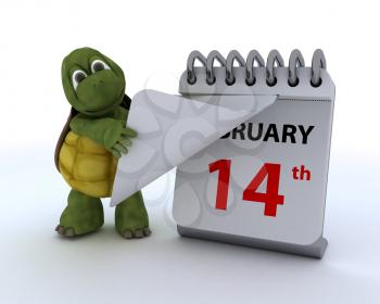 3D render of a tortoise with a calendar