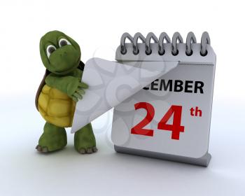 3D render of a tortoise with a calendar