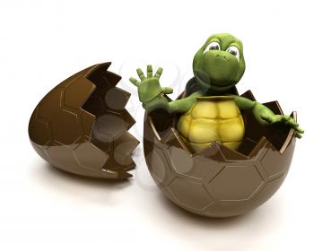 3D Render of a Tortoise with an ester egg