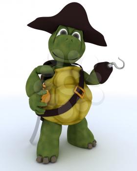 3D render of a Tortoise dressed as a pirate