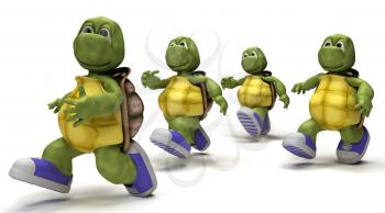 3D Render of a Tortoises running in sneakers 