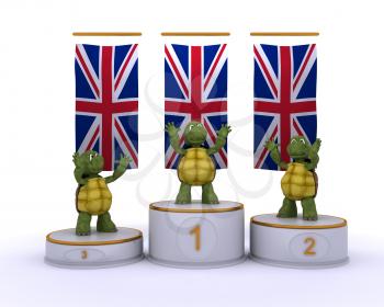 3D render of a tortoises on championship podium