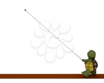 3D render of a tortoise competing in pole vault