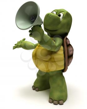 3D Render of a Tortoise shouting in a bull horn