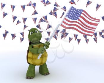 3D render of a tortoise with american flag