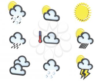 3D render of weather icons set 1