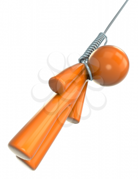 Royalty Free Clipart Image of a Hanging Orange Man