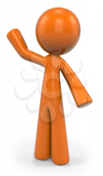 Royalty Free Clipart Image of an Orange Man Waving