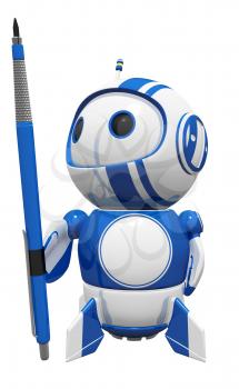 Royalty Free Clipart Image of a Robot Holding a Technical Pencil