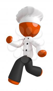 Orange Man Chef Running