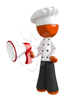 Orange Man Chef Using Megaphone