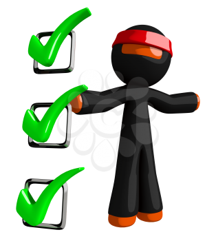 Orange Man Ninja Warrior with Large Checklist