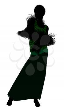 Royalty Free Clipart Image of a Woman Wearing a Boa