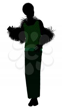 Royalty Free Clipart Image of a Woman in a Feather Boa
