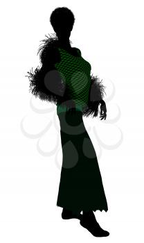 Royalty Free Clipart Image of a Woman in a Feather Boa