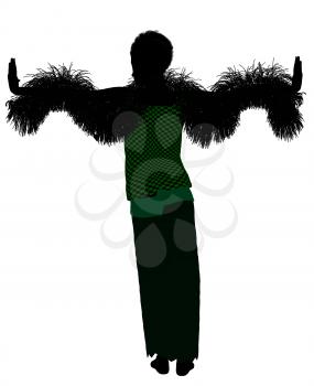 Royalty Free Clipart Image of a Woman in a Feather Boa
