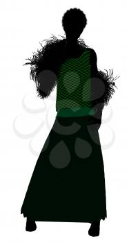 Royalty Free Clipart Image of a Woman in a Feather Boa