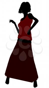 Royalty Free Clipart Image of a Woman in a Long Skirt